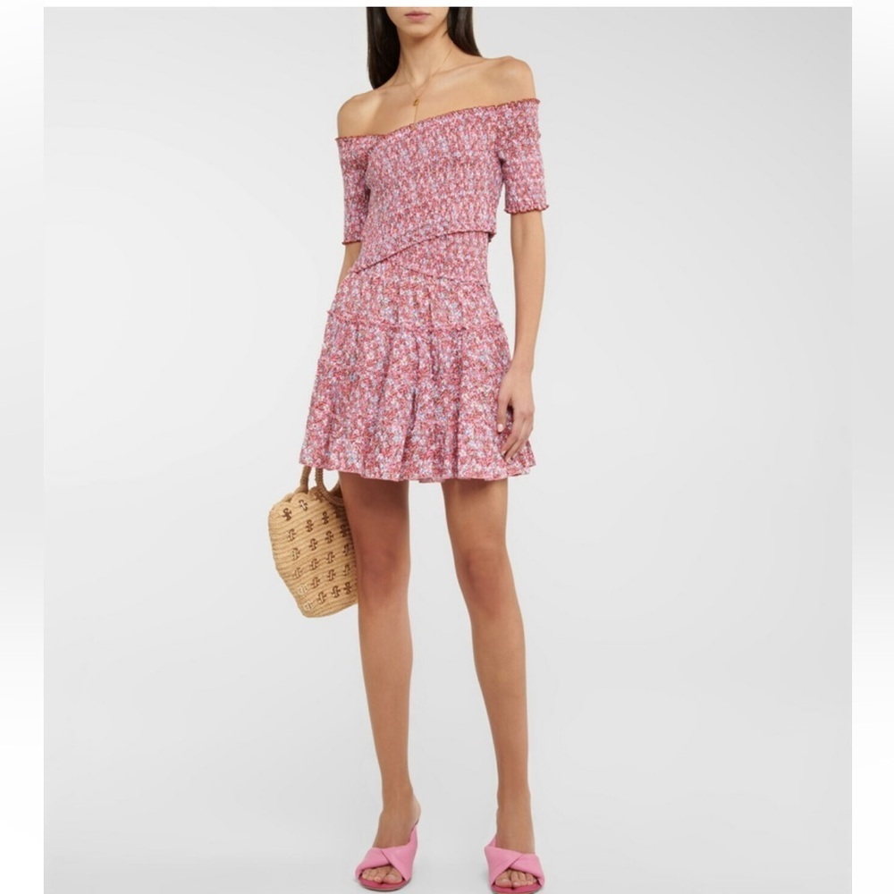 Poupette St. Barth Soledad Floral Cotton Mini Dress in Pink Dahlia
